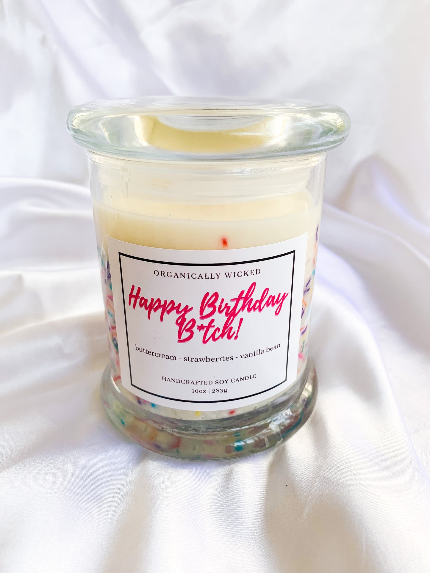 Birthday Soy Candle w/ Sprinkles - 10oz - Organically Wicked